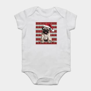 Funny Pug Dog Christmas Ugly Baby Bodysuit